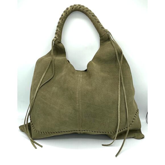 HOBO Green Suede Leather Nomad Hobo Large Square Slouchy Shoulder Bag - Picture 3 of 11